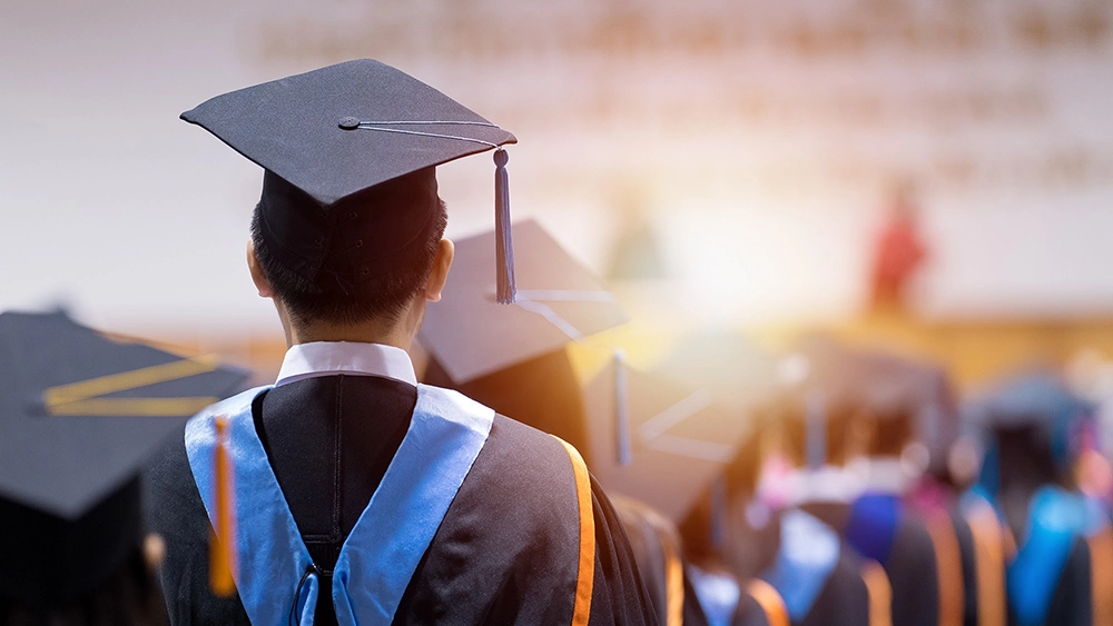 A student graduating.